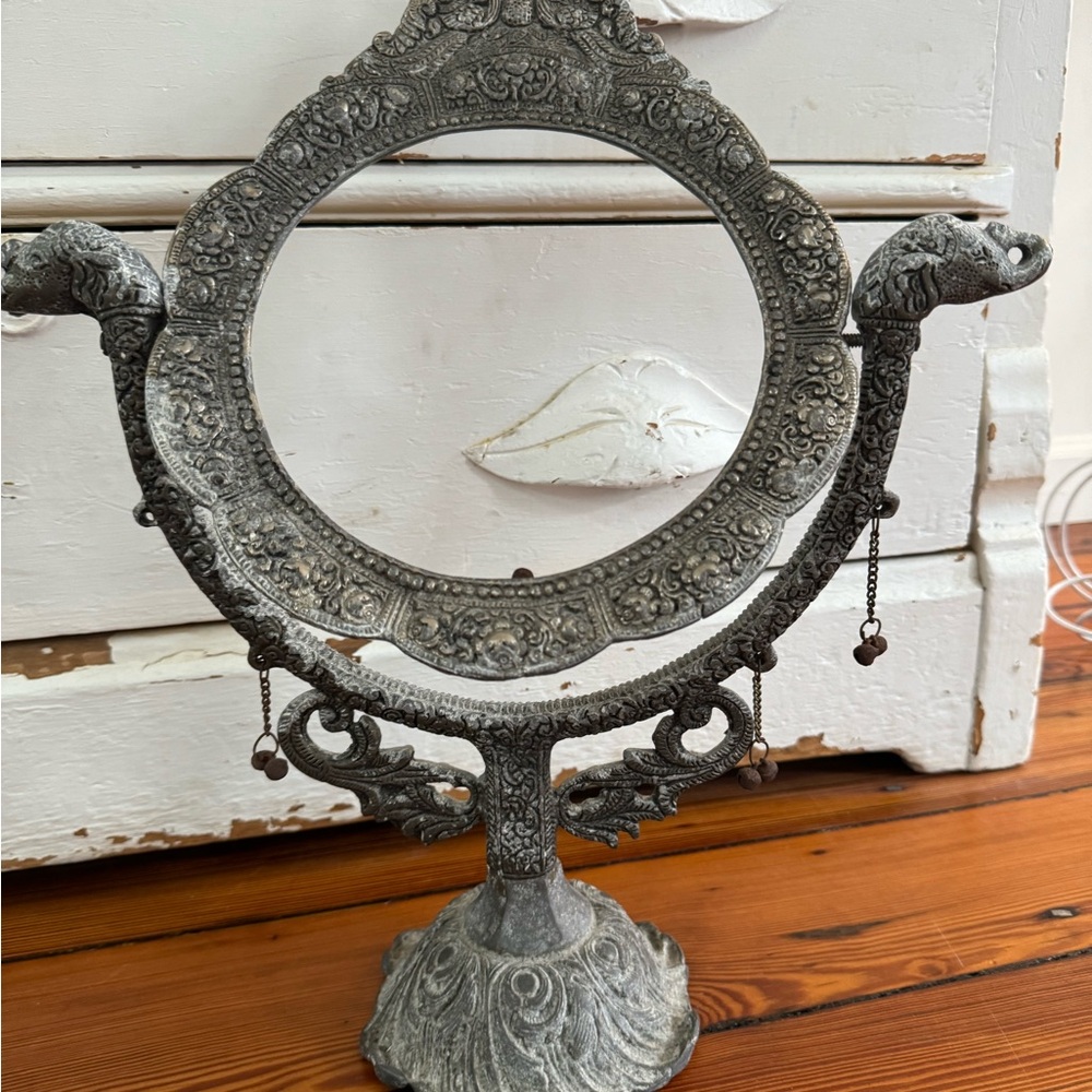 Antique Victorian Cast Iron vanity Table Top Mirror Frame, Vintage, India - Picture 2 of 5